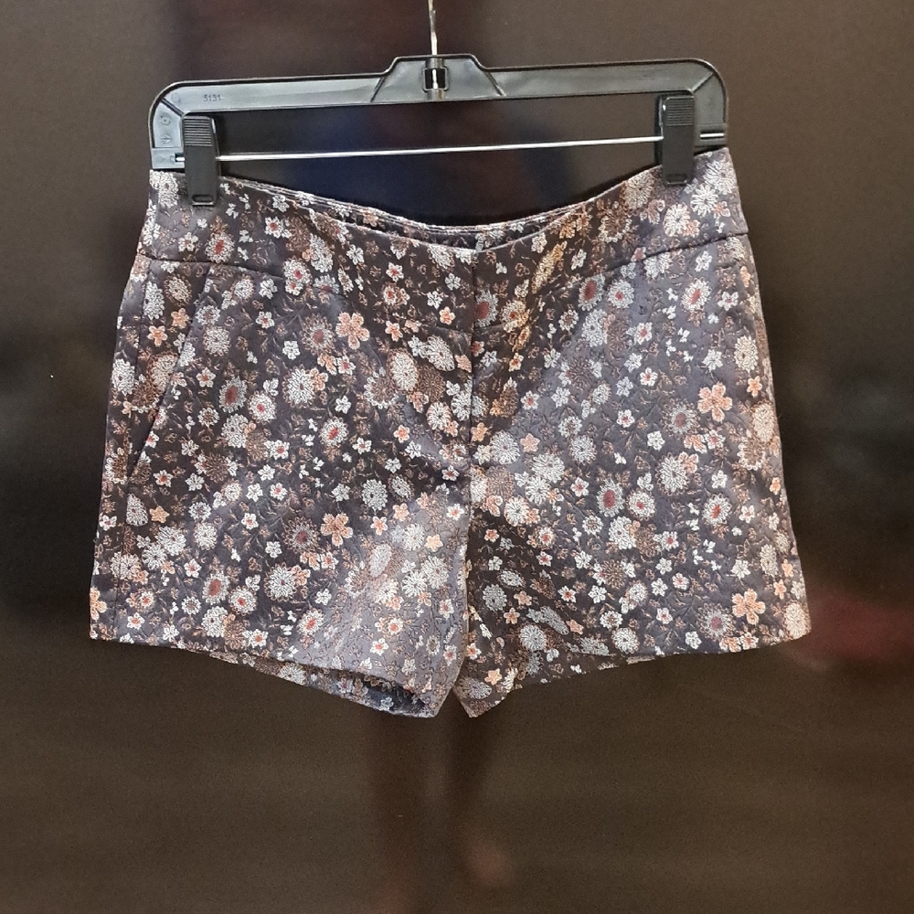 LOFT High Waist Floral Women's Shorts - Black and Silver
